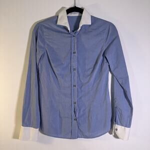 Daniele‎ Alessandrini Shirt Womens 42 Contrast Collar Cuffs Made in Italy Dressy
